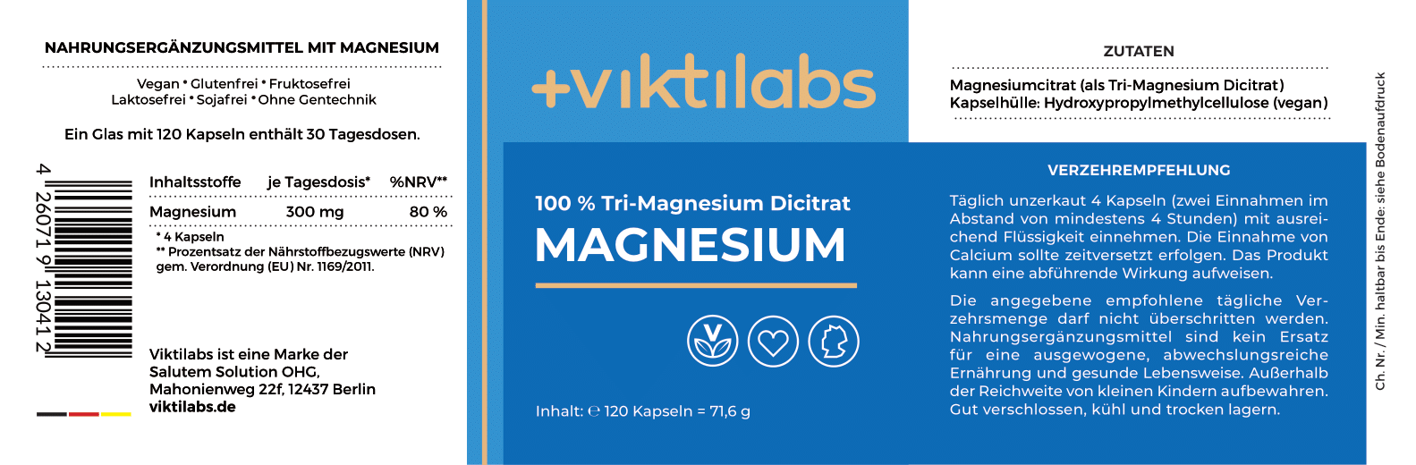 Offer Magnesium – High-quality Tri-Magnesium Dicitrate – 120 capsules